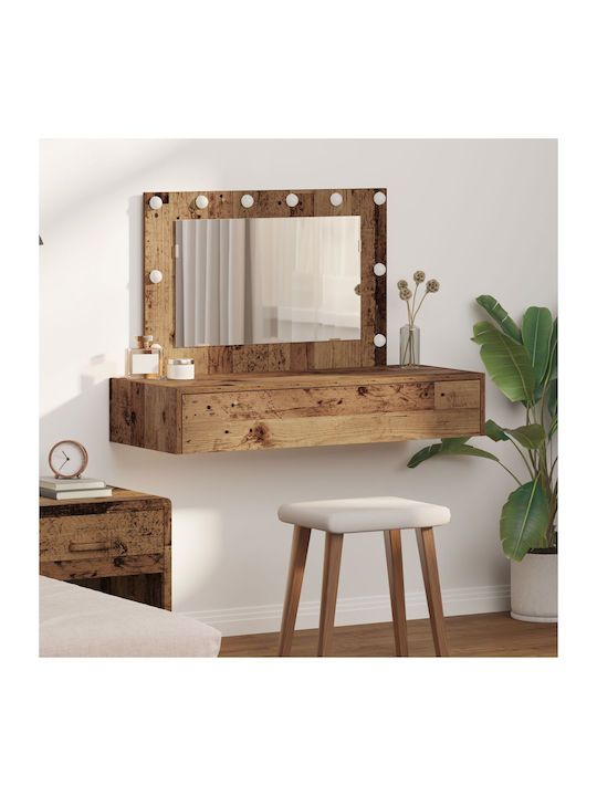 Wandmontierte Schminktisch aus Massivholz Altes...