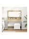 Bodenstehende Schminktisch Schlafzimmer Holz Buche mit Spiegel 100x41x135cm