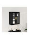 Wand Wohnzimmer Vitrine aus MDF mit Glas Black Oak 69.5x34x90cm