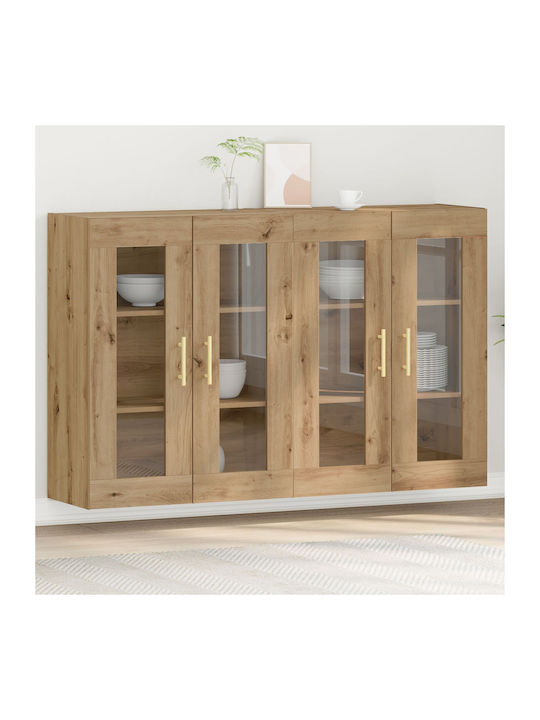 Wand Wohnzimmer Vitrine aus Spanplatte mit Glas Walnut 139x34x90cm