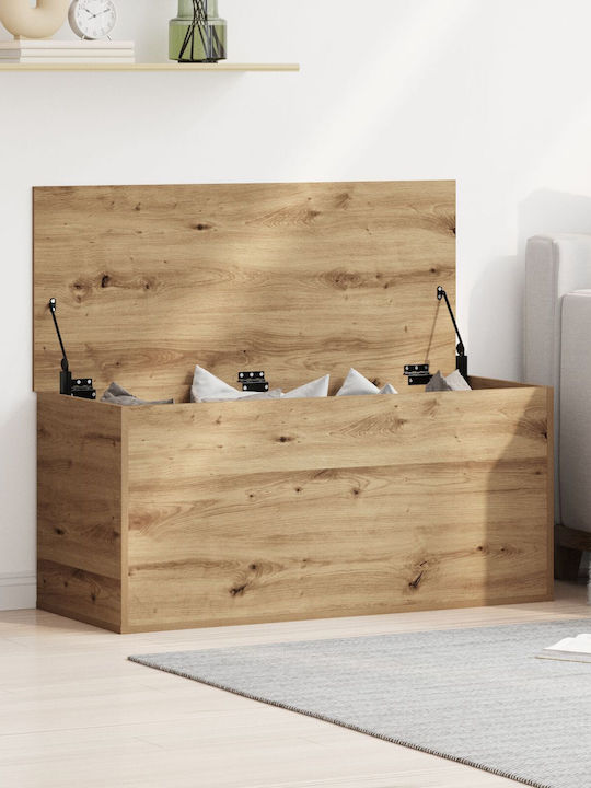 vidaXL Wooden Storage Box with Lid Brown 100x42...