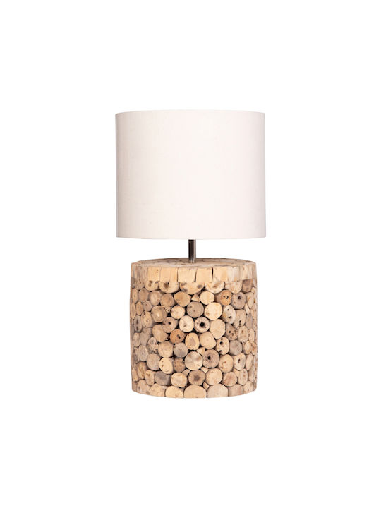 HomeMarkt Twiggy Metal Table Lamp for Socket E27 with Beige Shade and Brown Base