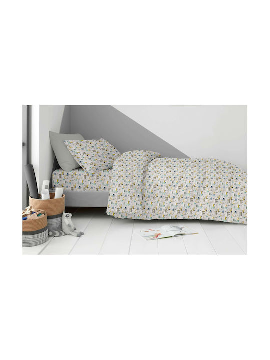 Astron Italy Σετ Σεντόνια Μονά Βαμβακερά Constructions Μπεζ 175x260cm 3τμχ