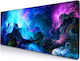 Green Purple Clouds Gaming Mouse Pad Non-slip Rubber Base Stitched Edges 40x90 Cm
