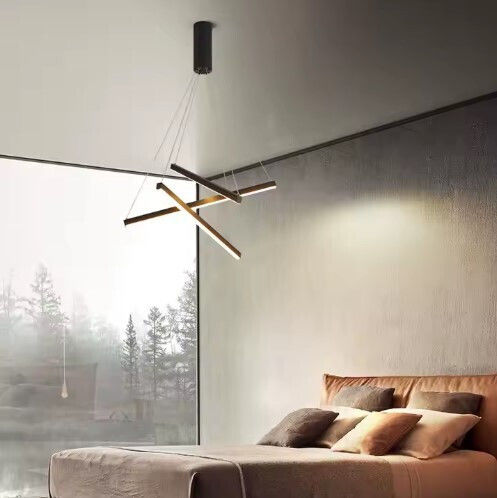 Home Lighting Κρεμαστό Φωτιστικό Μαύρο LED με Ρυθμιζόμενο Λευκό Φως 60x16x16εκ.
