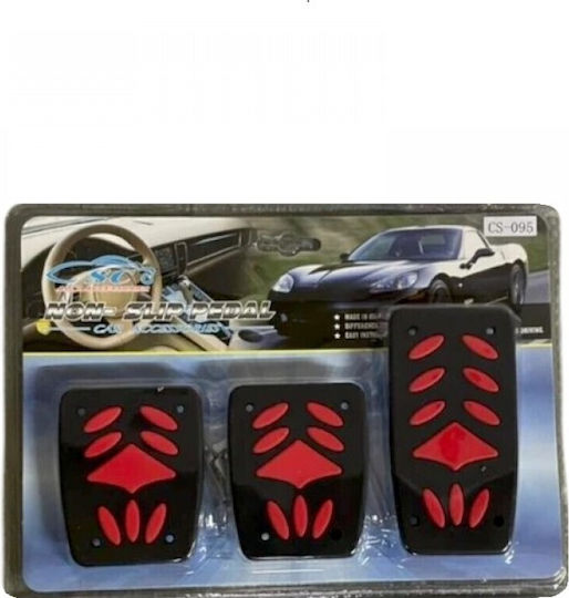 Raistar Car Pedal Set Non Slip Universal Red 3pcs