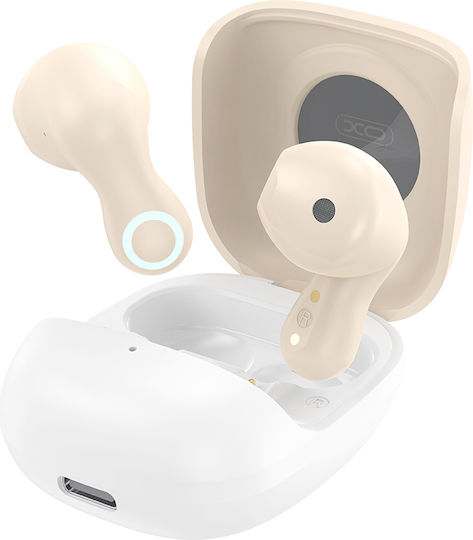 XO G28 Earbud Bluetooth Handsfree Ακουστικά με Θήκη Φόρτισης Μπεζ