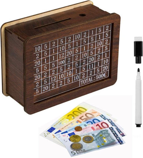 Mini Money Box Wooden up to 500 Euros 18x7x13cm