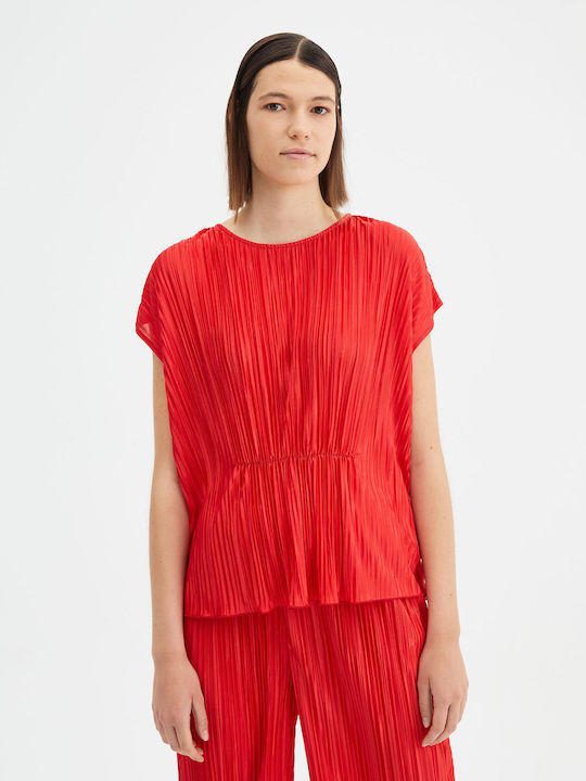 Damen Bluse Ärmellos Red