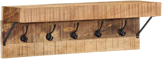 vidaXL Wooden Wall Hanger Brown 73x19x23cm 1pc