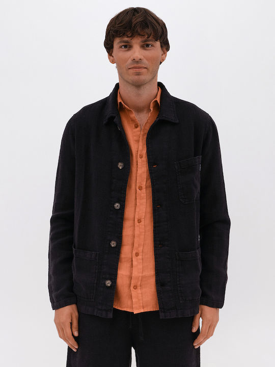 Overshirt Din In Mânecă Lungă Negru