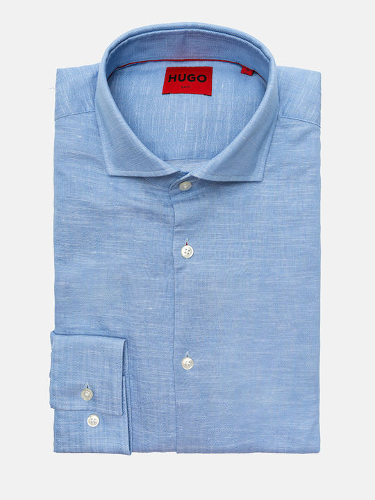 Hugo Kason Long Sleeve Linen Slim Fit Shirt Lig...
