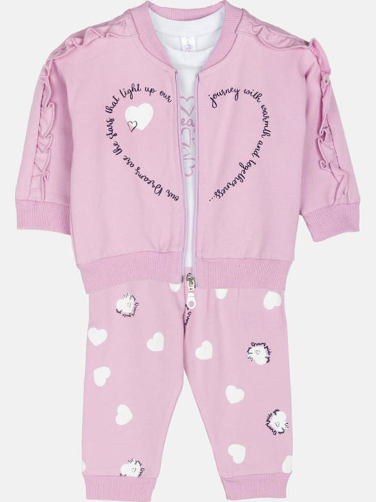 Joyce Kids Sweatpants Set Pink 3pcs Dreams