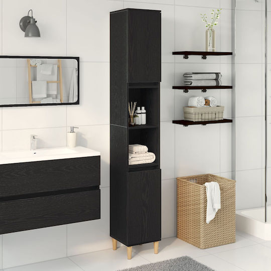 vidaXL 862805 Στήλη Μπάνιου Δαπέδου 30x30x190cm Μαύρη
