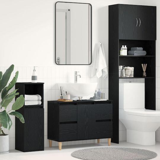 vidaXL Στήλη Μπάνιου Δαπέδου Μ80xΒ33xΥ60cm Μαύρη