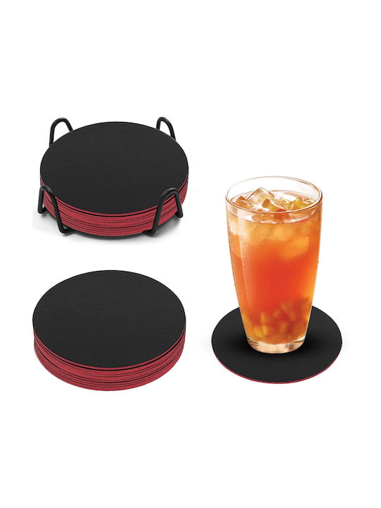 Double-sided Non-slip Felt Coasters Glasses Σουβέρ Ξύλινο Μαύρο 21τμχ