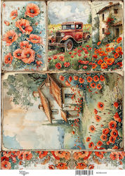 Ριζόχαρτο Maja's Memories 22.5x32cm Φάρμα Παπαρούνες Mdra4358