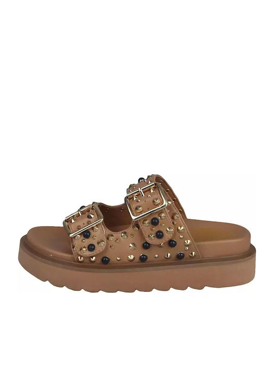 Envie Shoes Γυναικεία Σανδάλια Flatforms Καφέ