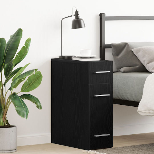 Wooden Bedside Table Black Oak 20x45.5x60cm