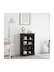 Floor-standing Living Room Display Cabinet made of Particleboard with Glass & Lighting Black Oak 60.5x37x100cm