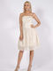 Sommer Mini Abendkleid Trägerlos Mit Spitze Gold