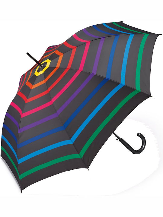 Happy Rain Automatic Umbrella with Walking Stick Black