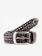 Wide Men's Belt Leather Knitted Brown