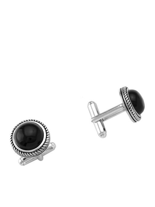 Xrisokosmima Onyx Cufflinks from Silver in Black Color