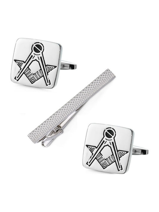 Set Men's Cufflinks from Steel in Black Color