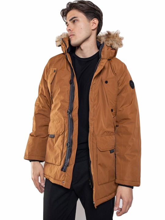 Fashion Mathios609 Χειμωνιάτικο Μπουφάν Καφέ
