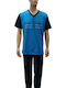 Lion Men's Summer Pajamas Set Blue