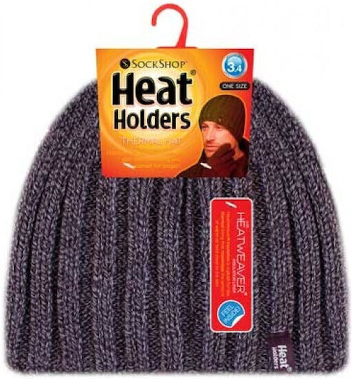 Beanie Ανδρικός Σκούφος με Rib Πλέξη σε Γκρι χρώμα