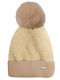 Pom Pom Beanie Beanie Knitted in Beige color