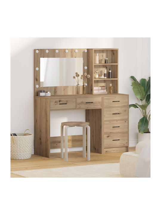 Floor-Standing Makeup Dressing Table Made of Solid Cedar Wood with Mirror 40x40.5x135cm