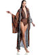 Fashioncore Zebra 50/50 Feminin Lung Kimono de Plajă Maro