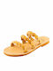 Leather Women's Flat Sandals in Beige Color