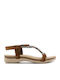 Leather Women's Flat Sandals in Brown Color