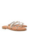 Flache Sandalen für Damen in Silber Farbe