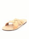Leather Women's Flat Sandals in Beige Color