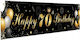 Banner pentru a 70-a aniversare 18cm X 40cm negru-auriu