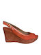 Women's Leather Platform Espadrilles Orange
