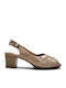 Patent Leather Peep Toe Beige Heels with Strap