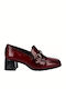 Leder Pumps mit Chunky mittelhohem Absatz Burgundisch