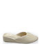 -beige Lederne Winter Damen Hausschuhe Beige