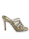 Mules with Chunky High Heel in Gold Color
