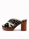 Mules mit Chunky Hoch Absatz in Schwarz Farbe