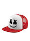 Marshmello Καπέλο Ενηλίκων Soft Trucker Δίχτυ Red White Polyester Ενηλικων Unisex One Size