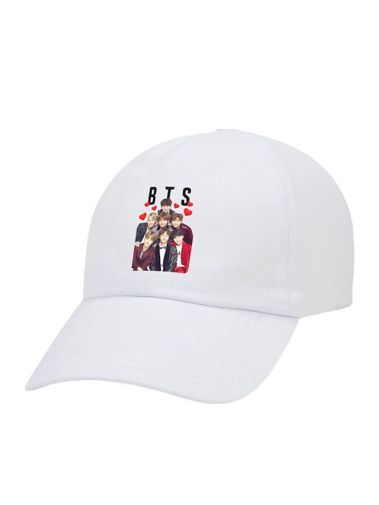 Бяла бейзболна шапка за възрастни Bts Hearts, 5-панелна, полиестер, унисекс, един размер