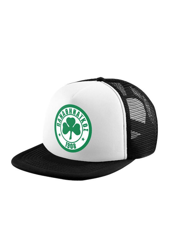 Panathinaikos Adult Cap Soft Trucker Mesh Black White Polyester Unisex One Size