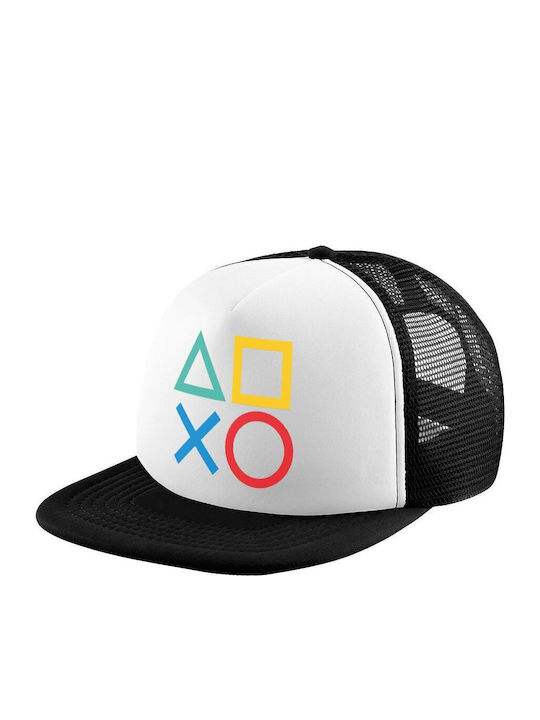Gaming Symbols Καπέλο Ενηλίκων Soft Trucker Δίχτυ Black White Polyester Ενηλικων Unisex One Size